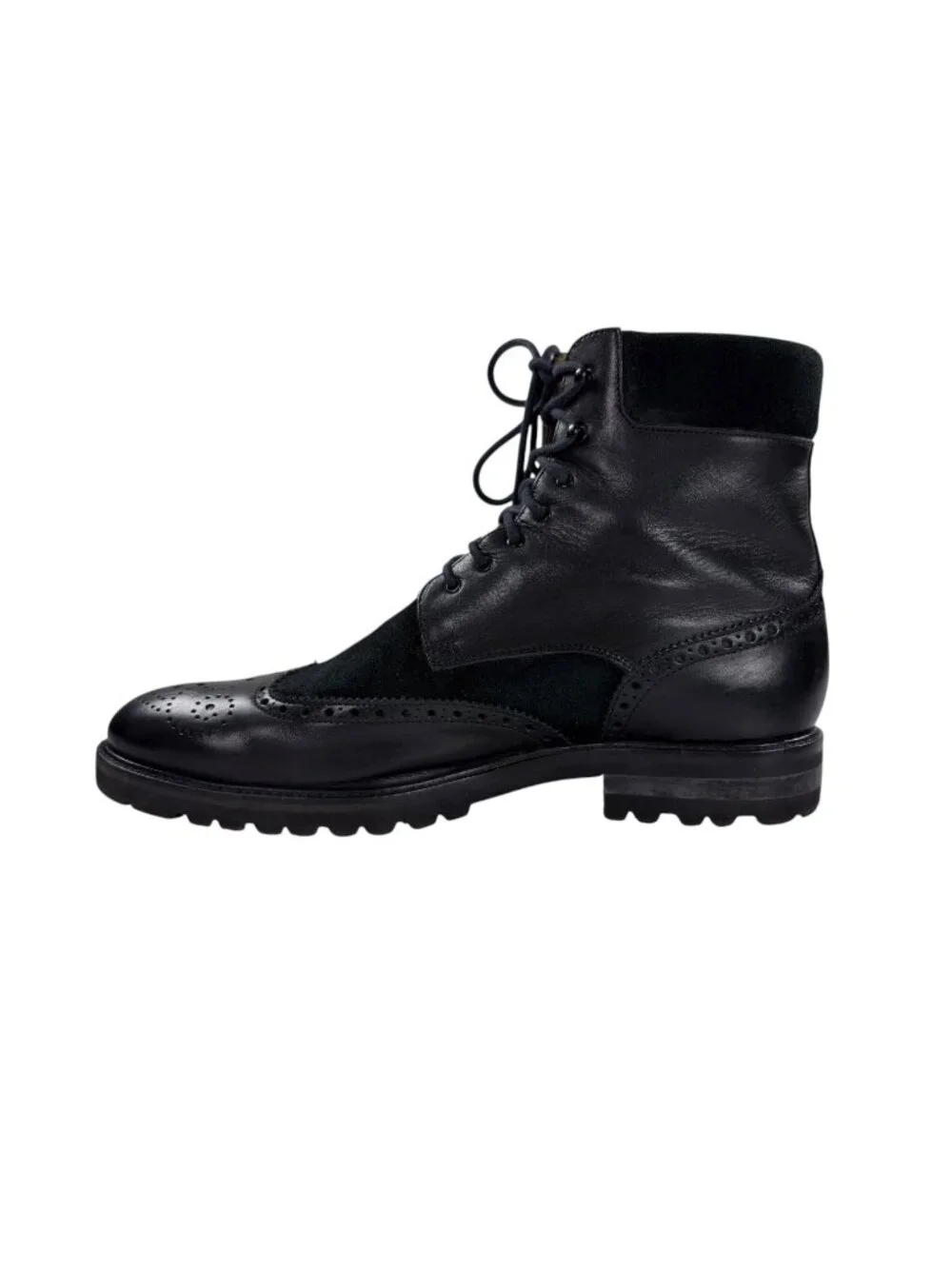 Saks Fifth Avenue Bradford Wingtip Boots Mens 12 M Black Leather Made In ITALY